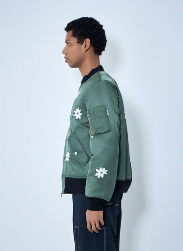 LN-CC® - NÒMARYTHM TEXTILE: Embroidered Bomber Jacket - Olive NÒMARYTHM TEXTILE Embroidered Bomber Jacket Olive nma0162001