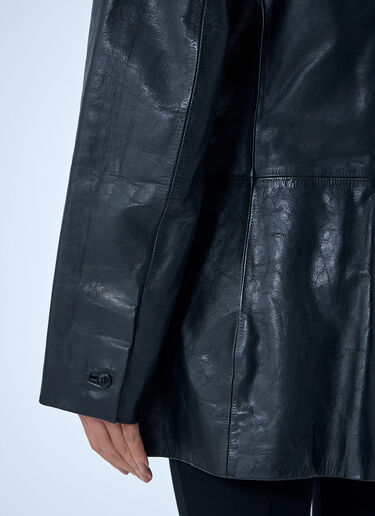 LN-CC® - Alexander Wang: Leather Single-Breasted Blazer - Black Alexander Wang Leather Single-Breasted Blazer Black awg0263011