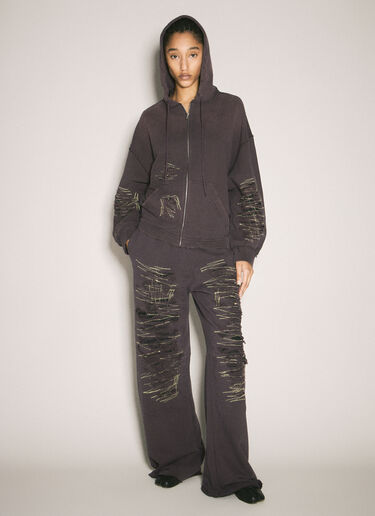 LN-CC® - MM6 Maison Margiela: Distressed Track Pants - Purple MM6 Maison Margiela Distressed Track Pants Purple mmm0258003