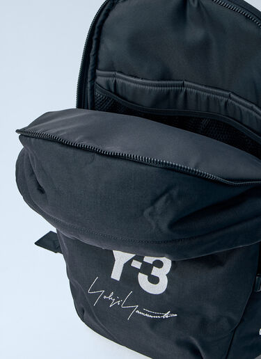 LN-CC® - Y-3 MERCEDES: Embroidered Logo Backpack - Black Y-3 MERCEDES Embroidered Logo Backpack Black yyy0364072