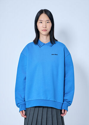 Miu Miu Logo Motif Sweatshirt Light Blue miu0265008