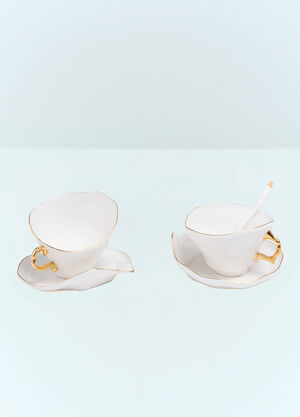 Seletti Meltdown Teacup, Saucer And Spoon Set White wps0691651