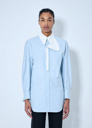 Bottega Veneta Asymmetrical Collar Long-Sleeve Shirt Blue bov0264049