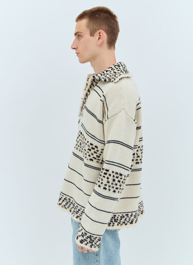 LN-CC® - Bottega Veneta: Contrast Pattern Knit Sweater - Cream Bottega Veneta Contrast Pattern Knit Sweater Cream bov0157008