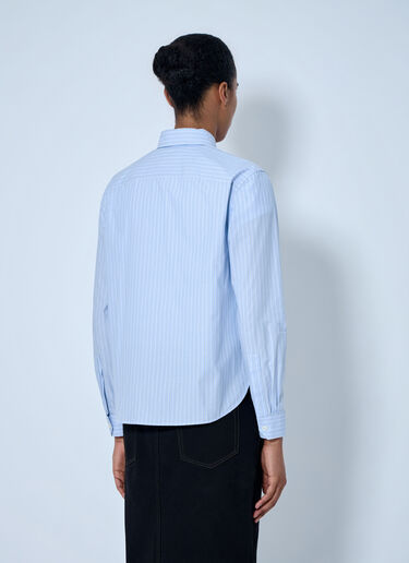 Saint Laurent Striped Cotton Poplin Shirt Light Blue sla0263026