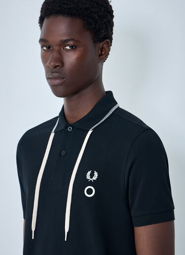 LN-CC® - Fred Perry x Craig Green: Embroidered Polo Shirt with Drawstring Detail - Black Fred Perry x Craig Green Embroidered Polo Shirt with Drawstring Detail Black fry0164001