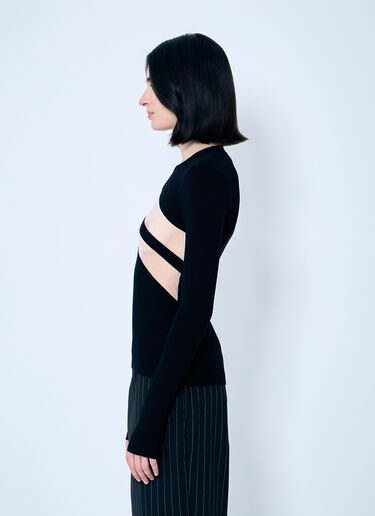 LN-CC® - Jean Paul Gaultier: Rib Sweater With Transparent Panels - Black Jean Paul Gaultier Rib Sweater With Transparent Panels Black jpg0259013