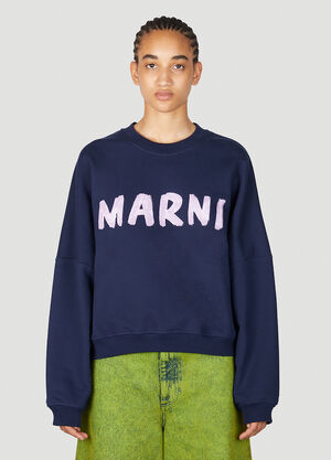 LN-CC® - Marni: Logo Print Sweatshirt - Blue Marni Logo Print Sweatshirt Blue mni0255006